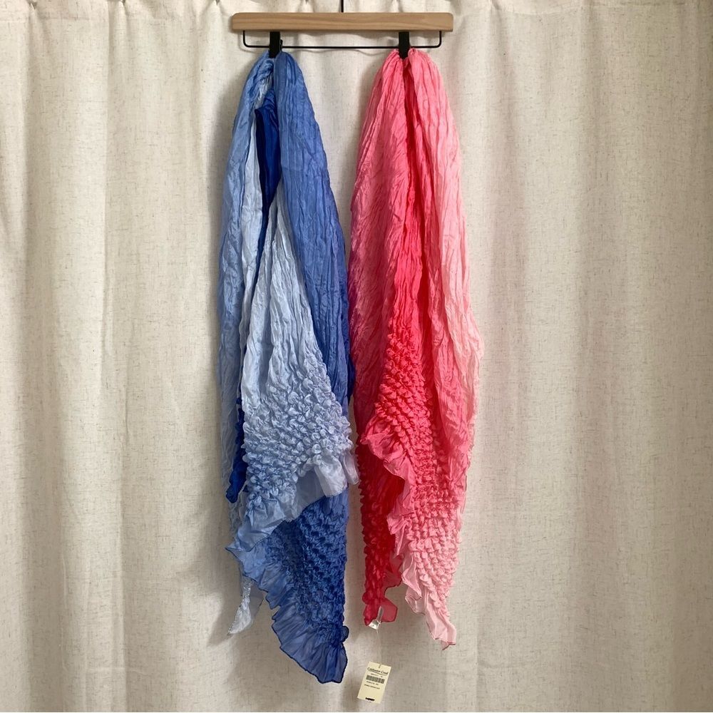 Coldwater Creek 100% Silk Set of 2 Gradient Ombré Bubble Crinkle Scarves - Picture 1 of 8